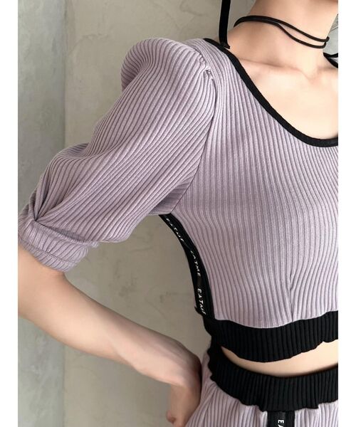 EATME（イートミー）の「バイカラーTOP（セットアップ可能）（Tシャツ/カットソー・レディース・アイボリー/ブラック/ラベンダー/グレー・FREE）」の19枚目の写真