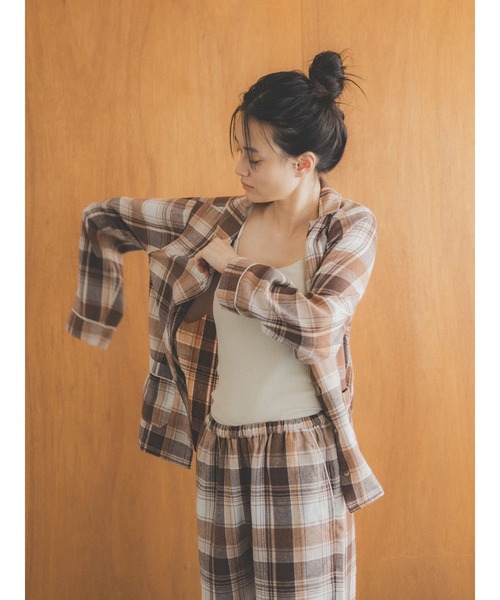 セール】【YEMRU】Plaid pajama setup（ルームウェア/パジャマ