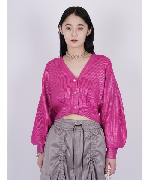 PAMEO POSE（パメオポーズ）の「Foil Printed Cardigan（カーディガン/ボレロ・レディース・ブラック/グレー/ピンク・FREE）」の7枚目の写真