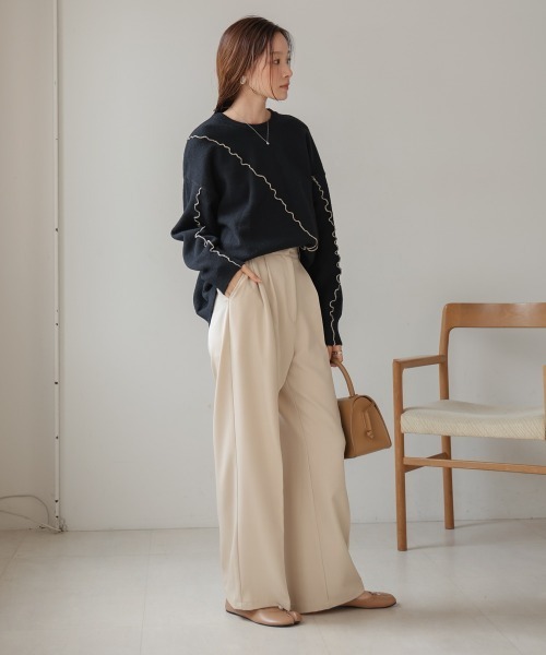 Bab(バブ)の「【セットアップ対応】ウェーブメロウニットトップス(ニット/セーター・レディース・アイボリー/ブラック/チャコールグレー/ライトグレー/ベージュ・FREE)」の20枚目の写真