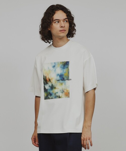 tk.TAKEO KIKUCHI（ティーケータケオキクチ）の「モザイクアブストTシャツ（Tシャツ/カットソー・メンズ・オフホワイト/ブルー/ブラック・03/02/01）」の2枚目の写真