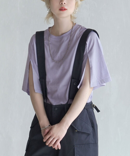 zootie（ズーティー）の「オークール カットハーフスリーブプルオーバー（Tシャツ/カットソー・レディース・ラベンダー/ベージュ/ホワイト/カーキ/ブラック・M）」の5枚目の写真