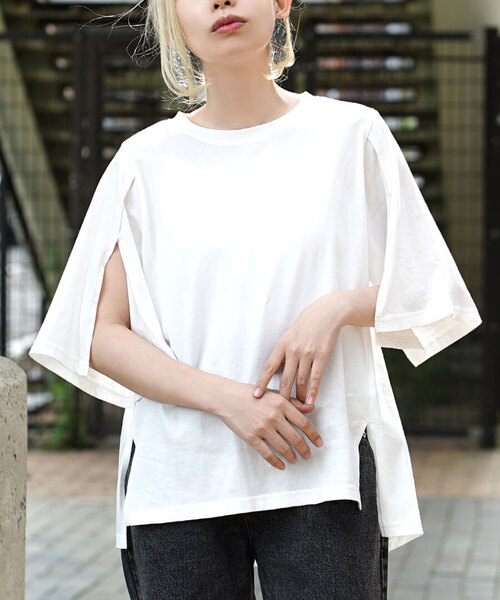 zootie（ズーティー）の「オークール カットハーフスリーブプルオーバー（Tシャツ/カットソー・レディース・ラベンダー/ベージュ/ホワイト/カーキ/ブラック・M）」の2枚目の写真