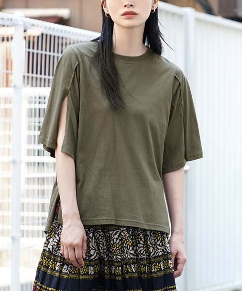 zootie（ズーティー）の「オークール カットハーフスリーブプルオーバー（Tシャツ/カットソー・レディース・ラベンダー/ベージュ/ホワイト/カーキ/ブラック・M）」の4枚目の写真