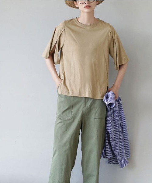 zootie（ズーティー）の「オークール カットハーフスリーブプルオーバー（Tシャツ/カットソー・レディース・ラベンダー/ベージュ/ホワイト/カーキ/ブラック・M）」の12枚目の写真
