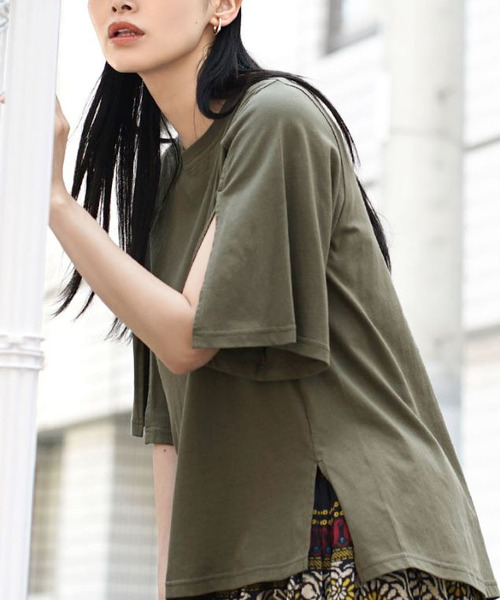 zootie（ズーティー）の「オークール カットハーフスリーブプルオーバー（Tシャツ/カットソー・レディース・ラベンダー/ベージュ/ホワイト/カーキ/ブラック・M）」の7枚目の写真