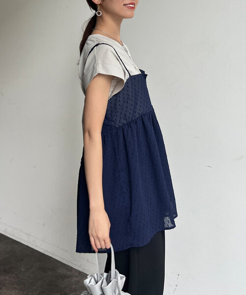 Chez toi（シェトワ）の「【インせず着られる】ジャガードキャミブラウス（シャツ/ブラウス・レディース・ネイビー/グレー/ブラック・FREE）」の13枚目の写真