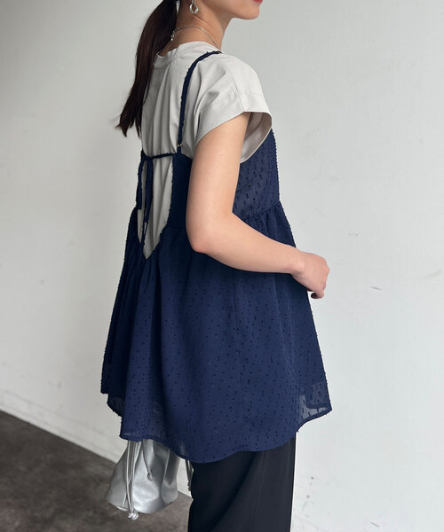 Chez toi（シェトワ）の「【インせず着られる】ジャガードキャミブラウス（シャツ/ブラウス・レディース・ネイビー/グレー/ブラック・FREE）」の12枚目の写真
