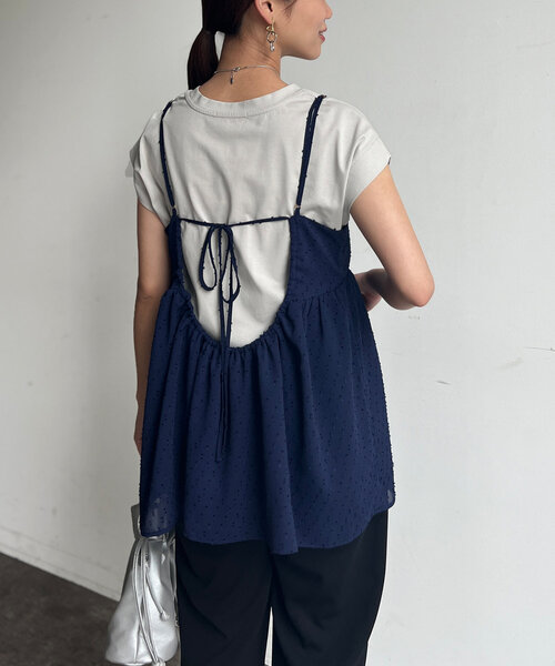 Chez toi（シェトワ）の「【インせず着られる】ジャガードキャミブラウス（シャツ/ブラウス・レディース・ネイビー/グレー/ブラック・FREE）」の11枚目の写真
