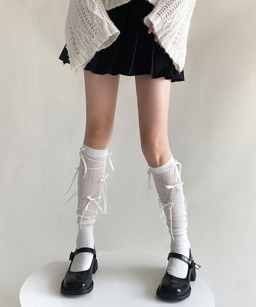 c.u.l（シーユーエル）の「リボンモチーフ シアーソックス cula922（ソックス/靴下・レディース・グレー系その他/ブラック/ホワイト系その他/ホワイト/ホワイト系その他2/グレー/ブラック系その他・FREE）」の14枚目の写真