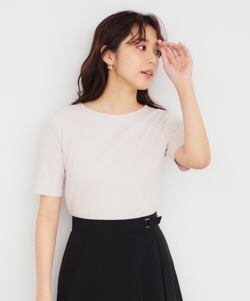 index（インデックス）の「◆《5color/S-LLsize》ワイドリブボートネックトップス【洗濯機洗い可/接触冷感】（Tシャツ/カットソー・レディース・ネイビー/オフホワイト/ブラウン系その他/チャコールグレー/ナチュラル・40/38/36/42）」の20枚目の写真