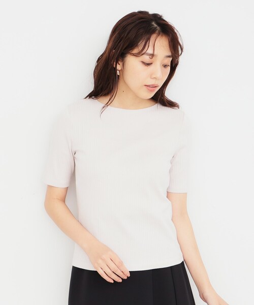 index（インデックス）の「◆《5color/S-LLsize》ワイドリブボートネックトップス【洗濯機洗い可/接触冷感】（Tシャツ/カットソー・レディース・ネイビー/オフホワイト/ブラウン系その他/チャコールグレー/ナチュラル・40/38/36/42）」の12枚目の写真