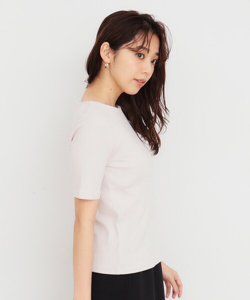 index（インデックス）の「◆《5color/S-LLsize》ワイドリブボートネックトップス【洗濯機洗い可/接触冷感】（Tシャツ/カットソー・レディース・ネイビー/オフホワイト/ブラウン系その他/チャコールグレー/ナチュラル・40/38/36/42）」の11枚目の写真