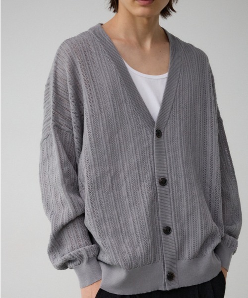 AZUL by moussy(アズールバイマウジー)の「クロシェフラワーニットカーディガン(カーディガン/ボレロ・メンズ・ブラック/ダークグリーン/グレー・FREE)」の3枚目の写真