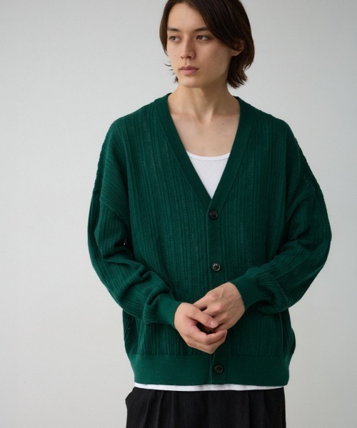 AZUL by moussy(アズールバイマウジー)の「クロシェフラワーニットカーディガン(カーディガン/ボレロ・メンズ・ブラック/ダークグリーン/グレー・FREE)」の1枚目の写真