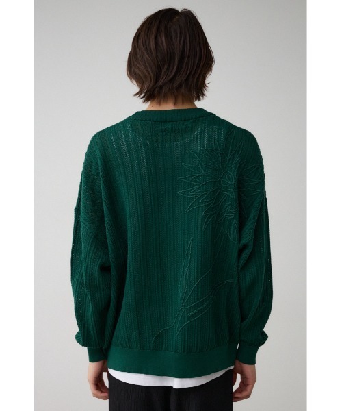 AZUL by moussy(アズールバイマウジー)の「クロシェフラワーニットカーディガン(カーディガン/ボレロ・メンズ・ブラック/ダークグリーン/グレー・FREE)」の9枚目の写真
