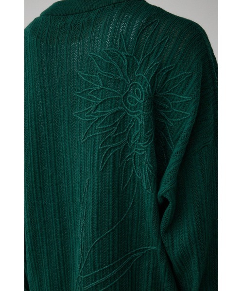 AZUL by moussy(アズールバイマウジー)の「クロシェフラワーニットカーディガン(カーディガン/ボレロ・メンズ・ブラック/ダークグリーン/グレー・FREE)」の6枚目の写真