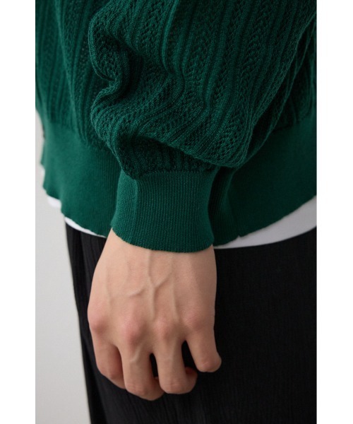 AZUL by moussy(アズールバイマウジー)の「クロシェフラワーニットカーディガン(カーディガン/ボレロ・メンズ・ブラック/ダークグリーン/グレー・FREE)」の5枚目の写真