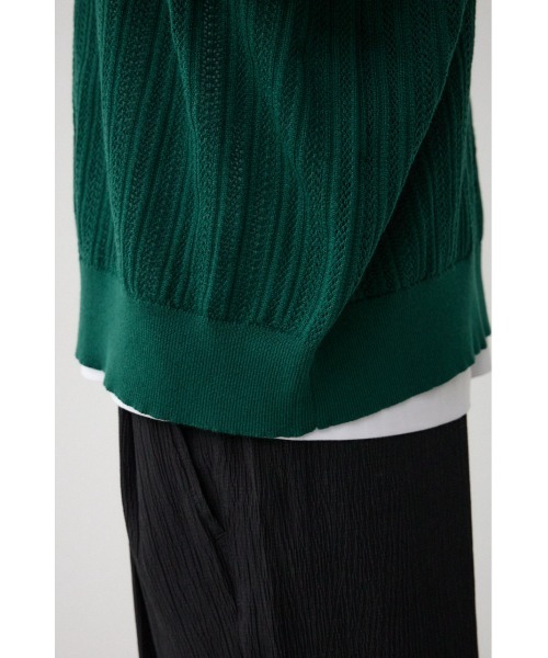 AZUL by moussy(アズールバイマウジー)の「クロシェフラワーニットカーディガン(カーディガン/ボレロ・メンズ・ブラック/ダークグリーン/グレー・FREE)」の4枚目の写真