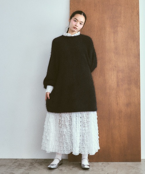 poiregnee（ポワニェ）の「2WAYニットフリルワンピース（ワンピース・レディース・ブラック/ライトブルー・FREE）」の7枚目の写真