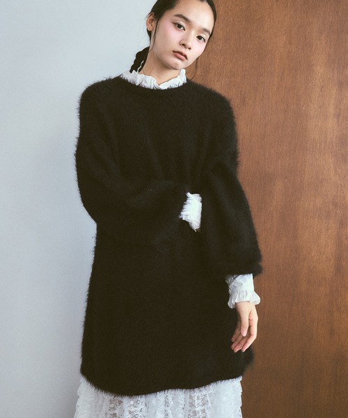 poiregnee（ポワニェ）の「2WAYニットフリルワンピース（ワンピース・レディース・ブラック/ライトブルー・FREE）」の5枚目の写真