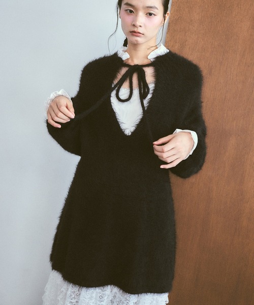 poiregnee（ポワニェ）の「2WAYニットフリルワンピース（ワンピース・レディース・ブラック/ライトブルー・FREE）」の11枚目の写真