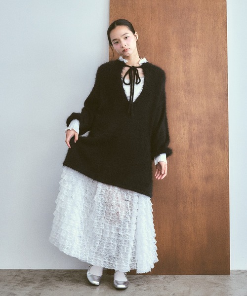 poiregnee（ポワニェ）の「2WAYニットフリルワンピース（ワンピース・レディース・ブラック/ライトブルー・FREE）」の12枚目の写真