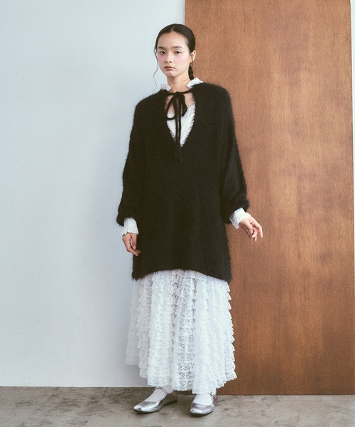 poiregnee（ポワニェ）の「2WAYニットフリルワンピース（ワンピース・レディース・ブラック/ライトブルー・FREE）」の13枚目の写真