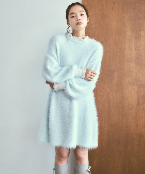 poiregnee（ポワニェ）の「2WAYニットフリルワンピース（ワンピース・レディース・ブラック/ライトブルー・FREE）」の16枚目の写真