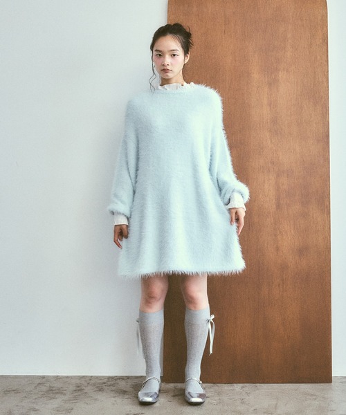 poiregnee（ポワニェ）の「2WAYニットフリルワンピース（ワンピース・レディース・ブラック/ライトブルー・FREE）」の18枚目の写真