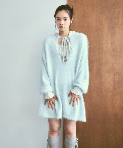 poiregnee（ポワニェ）の「2WAYニットフリルワンピース（ワンピース・レディース・ブラック/ライトブルー・FREE）」の22枚目の写真