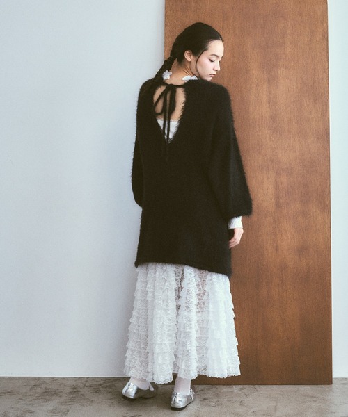 poiregnee（ポワニェ）の「2WAYニットフリルワンピース（ワンピース・レディース・ブラック/ライトブルー・FREE）」の3枚目の写真