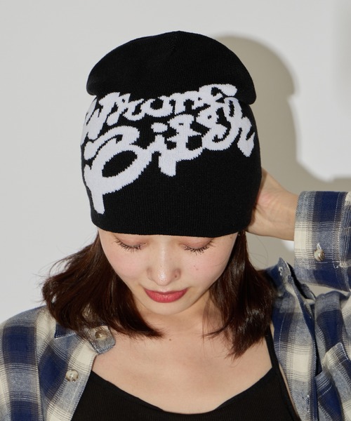 ROOPTOKYO（ループトウキョウ）の「ロゴビーニー（ニットキャップ/ビーニー・レディース・ピンク/レッド/ブラック系その他/ブラック系その他2・FREE）」の2枚目の写真