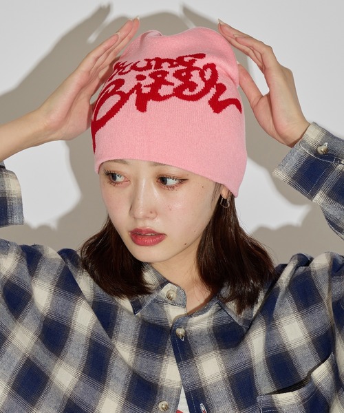 ROOPTOKYO（ループトウキョウ）の「ロゴビーニー（ニットキャップ/ビーニー・レディース・ピンク/レッド/ブラック系その他/ブラック系その他2・FREE）」の3枚目の写真