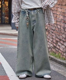 ヴィンテージライクオーバーダイワイドフレアデニムパンツ