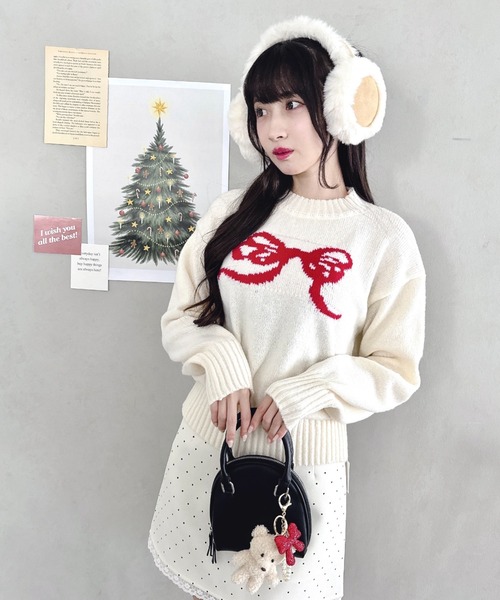 セール】リボンジャガードニットトップス（ニット/セーター）｜Loueme