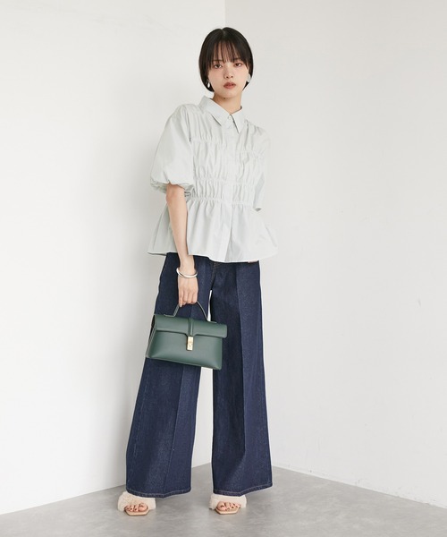 VIS（ビス）の「シャーリングバルーンシャツ（シャツ/ブラウス・レディース・ブルー/ホワイト/ライトグリーン・FREE）」の11枚目の写真