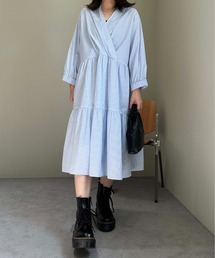 1chaku.（イッチャク）の「ジョニーネックストライプワンピース（ワンピース）」