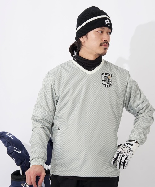 FILA GOLF(フィラゴルフ )の「【FILA GOLF/フィラゴルフ】Vネックプルオーバー ゴルフ(Tシャツ/カットソー・メンズ・ブラックミックス/ケミカルウォッシュ/ライトグレー・MEDIUM)」の3枚目の写真