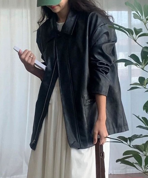 フェイクレザージャケット レディース（ブルゾン）｜INASTUDIOS