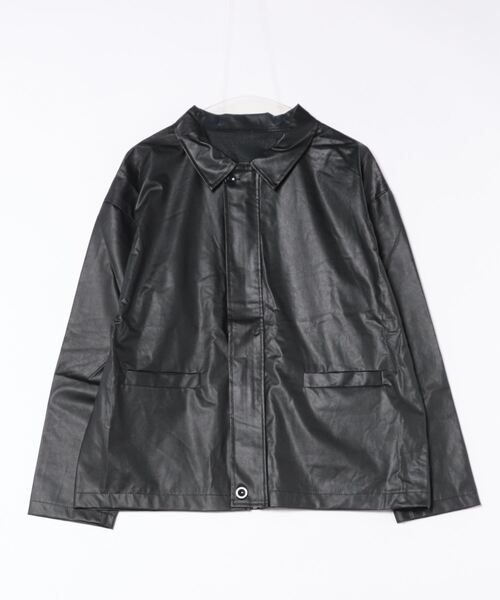 i-dare(アイディア)の「【i-dare】合成皮革 ジャケット(ブルゾン・レディース・ブラック・MEDIUM/LARGE/X-LARGE)」の6枚目の写真