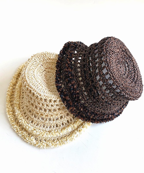 Q(キュー)の「ペーパーフリンジハット(ハット・レディース・ベージュ/ブラウン・ONE SIZE)」の3枚目の写真