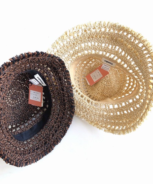 Q(キュー)の「ペーパーフリンジハット(ハット・レディース・ベージュ/ブラウン・ONE SIZE)」の5枚目の写真