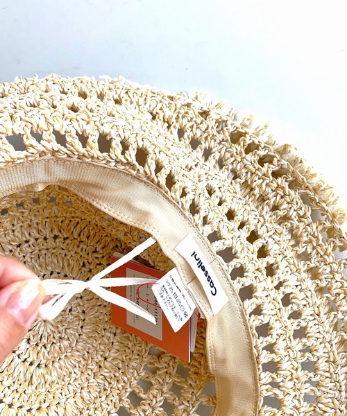 Q(キュー)の「ペーパーフリンジハット(ハット・レディース・ベージュ/ブラウン・ONE SIZE)」の6枚目の写真