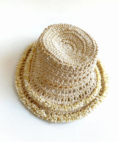 Q(キュー)の「ペーパーフリンジハット(ハット・レディース・ベージュ/ブラウン・ONE SIZE)」の10枚目の写真