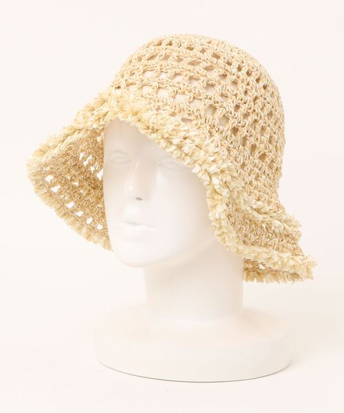 Q(キュー)の「ペーパーフリンジハット(ハット・レディース・ベージュ/ブラウン・ONE SIZE)」の8枚目の写真