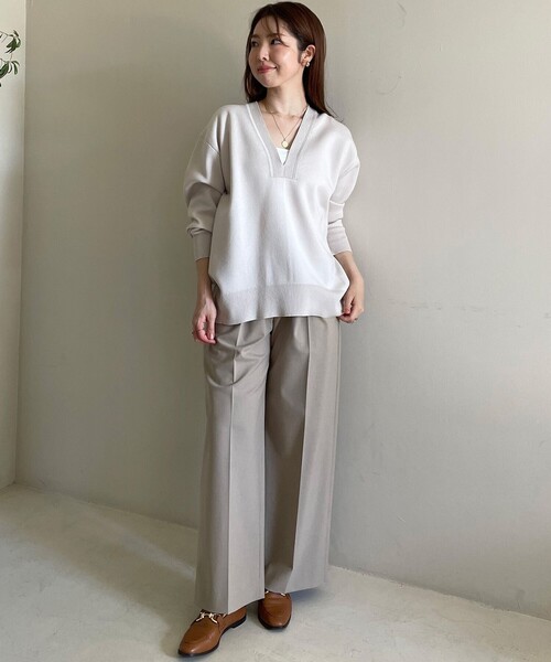 セール】【洗える】スポンジニット ディープネック（ニット