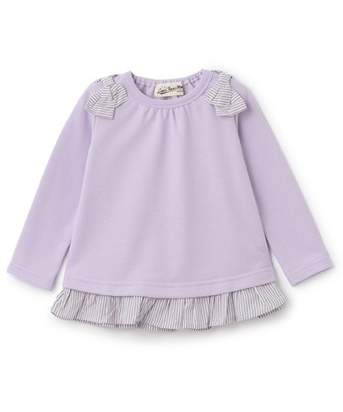 Love&Peace&Money（ラブアンドピースアンドマネー）の「肩リボントレーナー（スウェット・キッズ・ラベンダー/グレー/ピンク・130cm/80ｃｍ/90cm/110cm/100cm/120cm）」の3枚目の写真