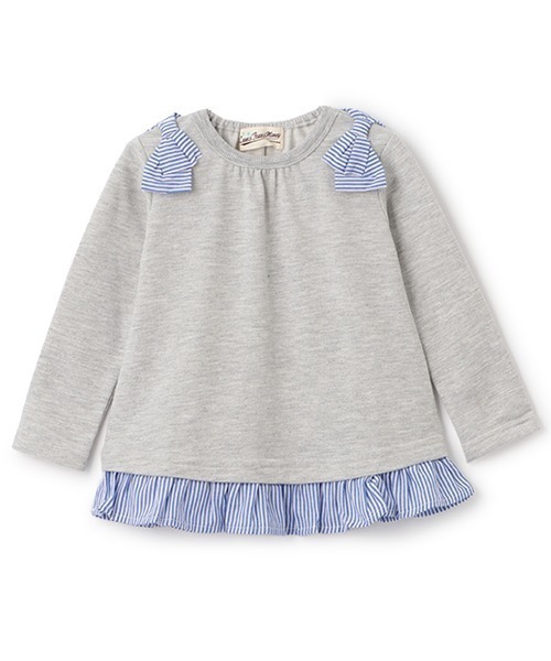 Love&Peace&Money（ラブアンドピースアンドマネー）の「肩リボントレーナー（スウェット・キッズ・ラベンダー/グレー/ピンク・130cm/80ｃｍ/90cm/110cm/100cm/120cm）」の2枚目の写真