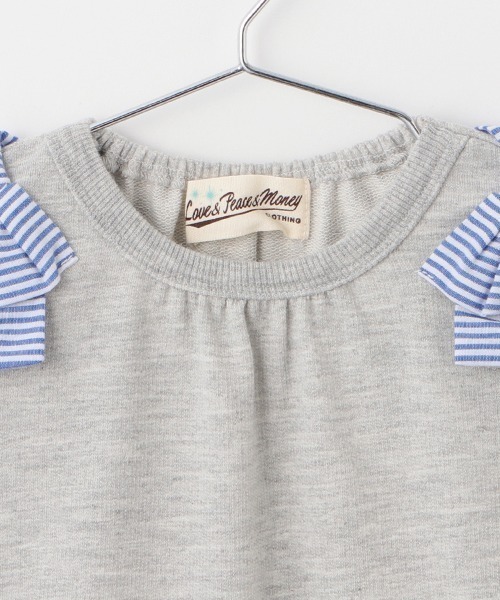 Love&Peace&Money（ラブアンドピースアンドマネー）の「肩リボントレーナー（スウェット・キッズ・ラベンダー/グレー/ピンク・130cm/80ｃｍ/90cm/110cm/100cm/120cm）」の6枚目の写真